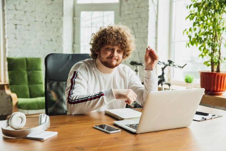 Freelancer working remotely from home
